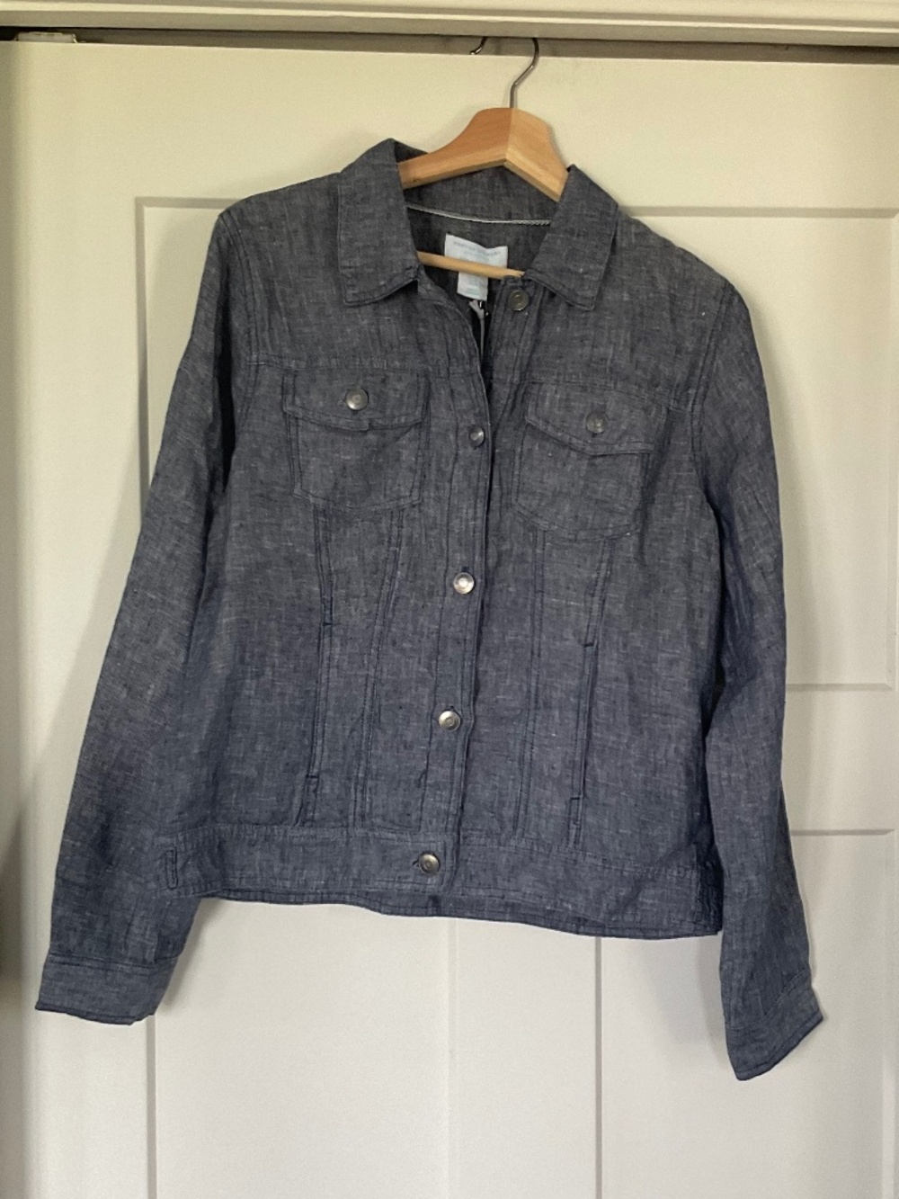 Martha Stewart Collection Women’s Denim Blue Linen Jacket w/ Pockets NWT
